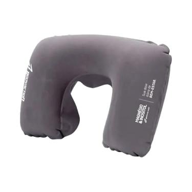Imagem de Almofada Inflável de Pescoço para Viagem, Travesseiro Portátil e Confortável para Avião, Carro e Relaxamento (Cinza) Bodyaction
