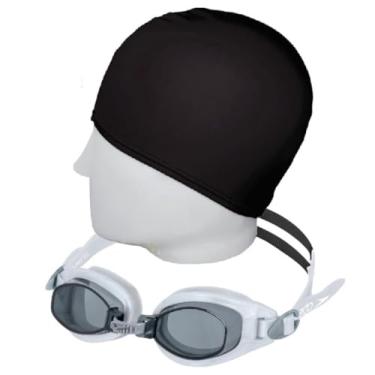 Imagem de Kit Natação Speedo Óculos Freestyle Slc Antiembaçante Proteção UV + Touca Tecido Confortável (Óculos Prata + Touca)