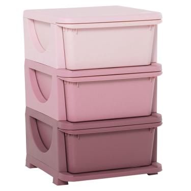 Imagem de Unidade de armazenamento Qaba de 3 níveis para crianças com baú de 3 gavetas e organizador de brinquedos