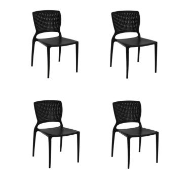Imagem de Kit 4 Cadeiras Safira Preta Tramontina 92048/009