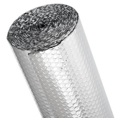 Imagem de PATIKIL Isolamento de porta de garagem, 40,6 cm x 40 m, folha de alumínio refletivo, rolo de espuma térmica, película de espuma térmica, bloqueador solar de calor de verão para trailer, sótão, carro