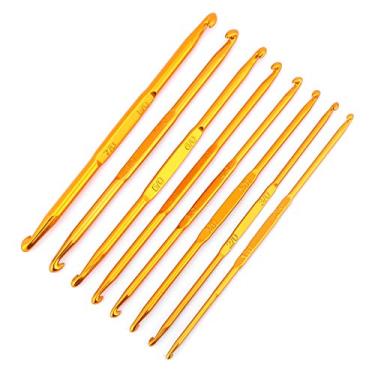 Imagem de ZJchao 8Pcs Double End Crochet Hook Set Agulhas de tricô Crochet Ganchos Tecelagem Ferramentas Com Smooth Glide Fácil Grip Handle para Knitting Lovers Crochet Learners