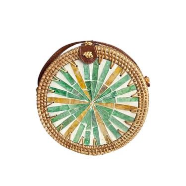 Imagem de SHAREYOIU Bolsas vintage feitas à mão, feitas à mão, com ombros de vime, natural, chique, à mão, estilo tropical de praia com, Amarelo