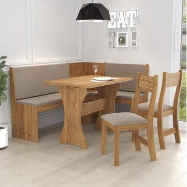 Imagem de Canto Alemão Fritz Com 2 Cadeiras Brisa Mel/Tabaco Casa Giulia, Marrom