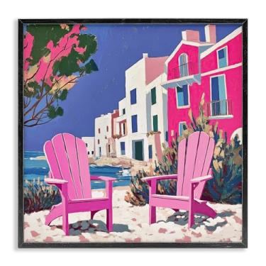 Imagem de Stupell Industries Cadeira de praia Meetup em rosa preto emoldurado giclée design artístico por Annabelle Hall, 43 x 43 cm