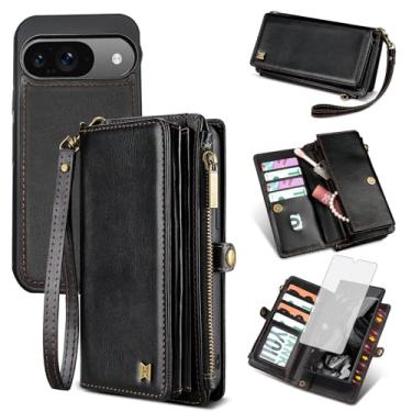 Imagem de Furill Capa de celular para Google Pixel 9 Pro XL carteira magnética destacável com protetor de tela de vidro temperado alça flip zíper bolsa porta-cartões Pixel9 9Pro 9ProXL nove mulheres meninas