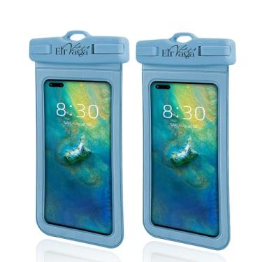 Imagem de Elrvaga Pacote com 2 bolsas de telefone IPX8 à prova d'água para iPhone 16/15/14/13 Pro Max Plus (7,2 polegadas) - natação, mergulho, mergulho com snorkel, à prova de neve - bolsa seca para fotografia