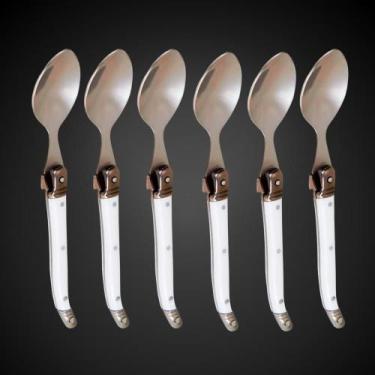 Imagem de Jogo De Colheres Laguiole Para Sobremesa 6 Artigos Em Bandeja De Madei