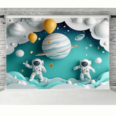 Imagem de Balões de 1º aniversário para meninos, fundo fotográfico, espaço sideral, universo, astronauta, decoração de festa de aniversário, pano de fundo, céu estrelado, feliz aniversário, menino, menina, chá