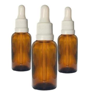 Imagem de Kit Com 50 Frasco Conta Gotas Ambar 50Ml Tampa Branca - Rplabor