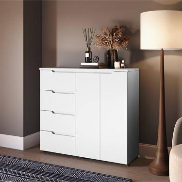 Imagem de Cômoda 4 Gavetas 2 Portas para Dormitório Línea Branco