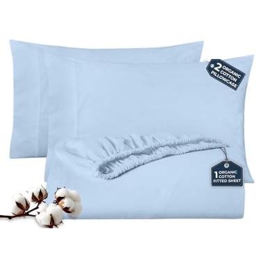 Imagem de Lençol de elástico Royale Linen com fronhas - Queen lençol com elástico com 2 fronhas - 300 fios 100% algodão orgânico - adequado para colchão de até 45,7 cm de profundidade - macio e respirável