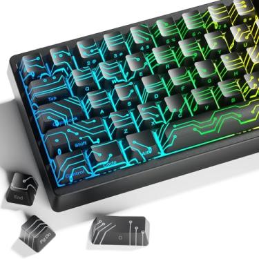 Imagem de Hkfos Teclas XVX Black Shine Through Keycaps, Double Shot PBT Keycaps, Premiun IMD Side Printed Keyboard Keycaps, Cherry Profile Dye-Sub Key Caps para teclados mecânicos com interruptores MX