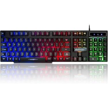 Imagem de Teclado Semimecânico Gamer RGB, Design Ergonômico, 42,5 x 12,5 cm, Teclas Plunger Macias e Silenciosas, Preto Com Iluminação RGB, Jogos, Para Pc Computador Notebook Mac