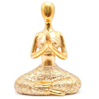 Imagem de Bailarina Decorativa Enfeite Escultura Menina Elegante Luxo Objeto Decorativo Estatueta Sala Estar Quarto (Yoga Dourado ML)