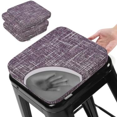 Imagem de SINOSSO Almofadas de banco de bar de espuma viscoelástica 4 peças, almofadas magnéticas modernas entrelaçadas para cadeiras pequenas para cafés, bistrôs, bancos de metal empilháveis (quadrado, roxo, 4