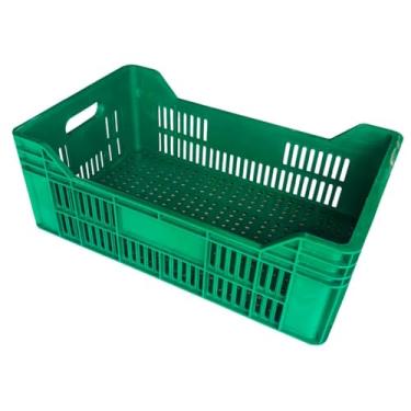 Imagem de Caixa Mercado Plástica Vazada Frutas Verduras (Verde)