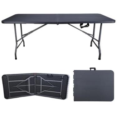 Imagem de Mesa Dobrável Vira Maleta Portátil Jardim Camping 1,80m(Preto)