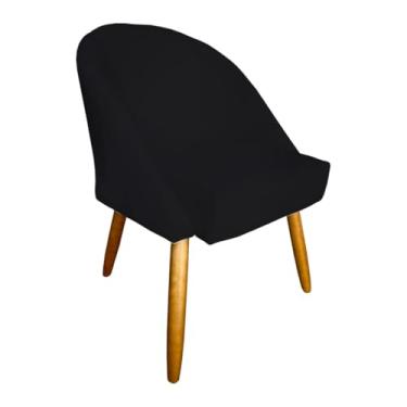 Imagem de Cadeira de Jantar Lua Veludo Premium com Pés Palito Madeira – Conforto e Estilo para Sala de Jantar ou Cozinha (Preto)