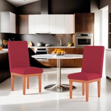 Imagem de Kit 2 Cadeiras de Jantar Estofadas com Base em Madeira Reforçada – Conforto e Estilo para Sala de Jantar ou Cozinha (Vermelho)