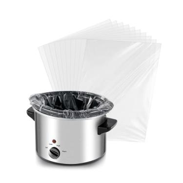 Imagem de Forros de panela de cozimento lento, 25,4 x 33 cm, 10 unidades, sacos de cozinha descartáveis de tamanho pequeno, servem para panelas de 1,5 a 2 qt, design de vedação de bloqueio fresco livre de BPA