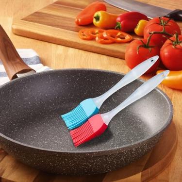 Imagem de 2 pincéis de silicone para regar pastelaria, pincéis de regar, resistentes ao calor, para churrasco, cozinha, cozinhar, grelhar, aromatizar (vermelho, azul)