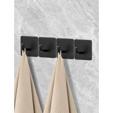 Imagem de 4 ganchos adesivos de aço inoxidável, resistente à prova d'água no gancho de chuveiro para pendurar bucha, toalhas, roupas, roupões para banheiro adesivos removíveis cabides de porta de parede