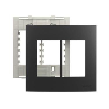 Imagem de Placa Com Suporte Margirius Sleek Colors 4x4 Para 6 Módulos Horizontais Grafite