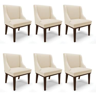 Imagem de Kit 06 Cadeiras De Jantar Corino Base Madeira Tabaco Preto