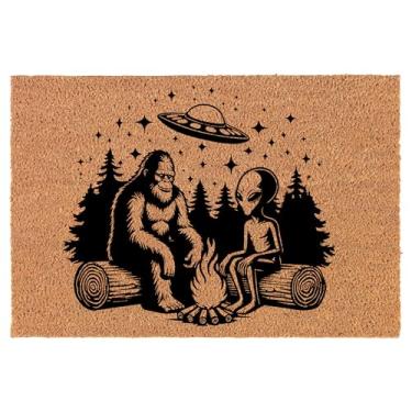 Imagem de Capacho Welcome Coco Coir Presente Bigfoot Alien UFO Fogueira Engraçado (61 cm x 40 cm)