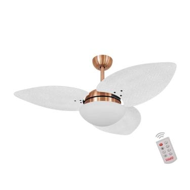 Imagem de Ventilador de Teto Dormamu Cobre 3 Pás Palmae Branco 127V com Controle
