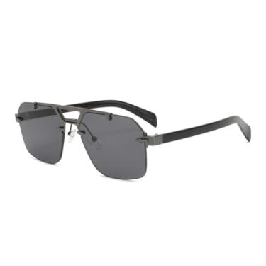 Imagem de Óculos de grau sem aro Apaircircle para homens e mulheres, com dobradiça de metal, estilo sem armação (PRETO)