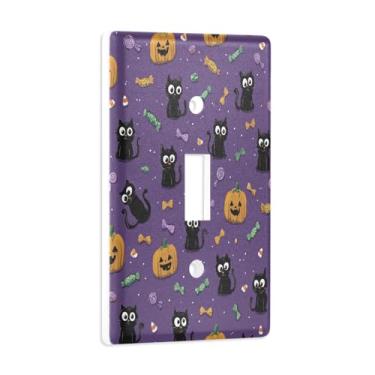 Imagem de Blueangle Capa para placa de parede para interruptor de luz - Halloween Black Cats Light Switch Cover Decorativa Placa de Parede, Tamanho 1 - Gangue 4,53 x 2,76 polegadas (92)