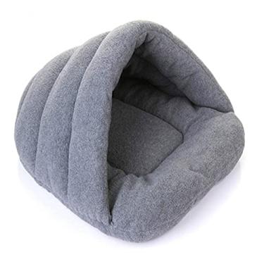 Imagem de Saco de Dormir para Cachorro Gato Filhote Quente Macio Abraçador Casa Ninho Cova Abraço Cama Almofada Confortável Forma Iglu Semi-Fechada Design Anti-Derrapante Lugar Aconchegante Pets Se Divertirem e