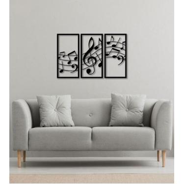 Imagem de Quadro Decorativo em MDF Notas Musicas Sala Quarto Recepção - Lopes De