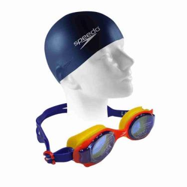 Imagem de Óculos de Natação Speedo Infantil Lappy KidSplash + Touca, Vermelho