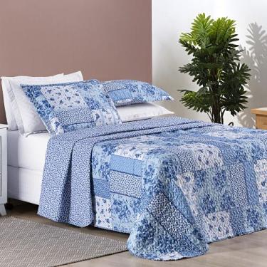 Imagem de Conjunto Cama Queen Size Colcha Bouti Estampado Dupla Face 200 Fios Su