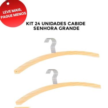 Imagem de OFERTA KIT 24 Cabides Madeira Senhora Adulto 40cm Organização, Ganchos