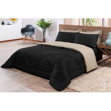 Imagem de Kit Edredom Casal Queen Size 6 Peças Pérola - DAVY ENXOVAIS, Preto/Ave