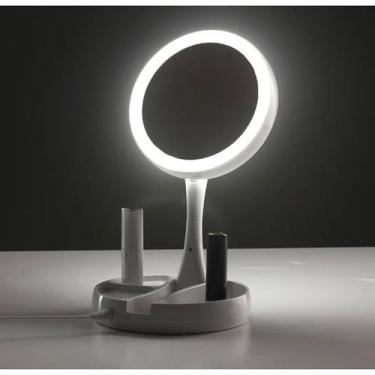 Imagem de Espelho De Mesa Maquiagem Aumento Zoom 10x Luz Led Dobrável - ESPELHOZ