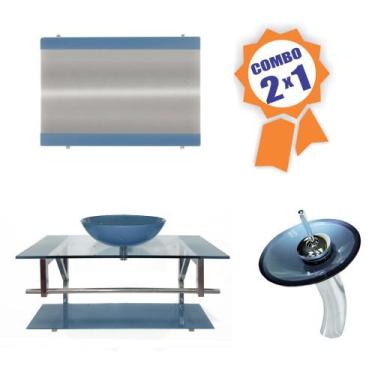 Imagem de Combo 2 em 1 - Gabinete 90cm Itália + Torneira Ibiza - EKASA, Azul