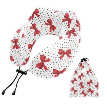 Imagem de Burbuja Almofada de pescoço de bolinhas com laço para viagem, almofada de viagem de espuma viscoelástica para suporte de cabeça de carro de avião dormindo, lavável na máquina e portátil