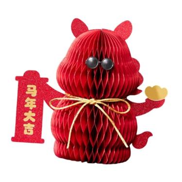 Imagem de oshhni Centro de mesa em forma de cavalo em formato de favo de mel. Enfeite multiuso de cavalo em papel favo de mel para mesas, prateleiras, encontros e, 21cm X 20cm X 16cm