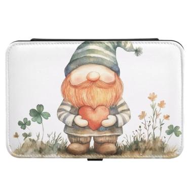 Imagem de Burbuja St. Patrick Gnomo Caixa de joias de viagem para presente para mulheres e meninas, estojo de joias portátil de couro PU organizador para brincos, anéis, colares e pulseiras