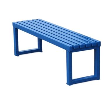Imagem de Banco de pátio, banco externo de aço metálico, banco de metal à prova de intempéries, para jardim, pátio, varanda, entrada, capacidade de 299 kg (azul, 120 cm)
