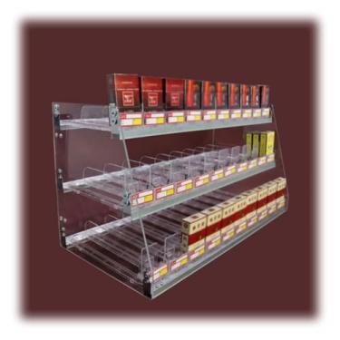 Imagem de Rack de exibição de cigarro de acrílico montado na parede, organizador automático para pacotes de 30 x (24-48) cm, suporte de cigarro transparente, solução perfeita de armazenamento de bancada (30 x