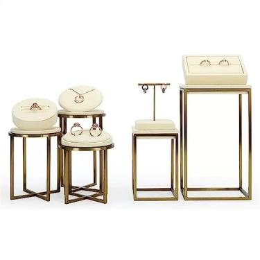 Imagem de Conjunto de 6 peças de porta-joias, incluindo suporte de exibição de brincos, suporte de exibição de colar, cavaletes de anel para organizador de joias, coleção, venda, mostra exibição de joias