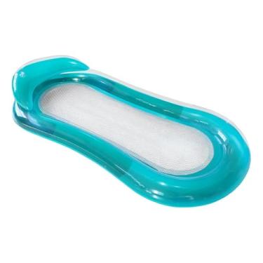 Imagem de Colchão Inflável para Piscina com Encosto e Tela Respirável – Cama Flutuante Adulto 155x84cm em PVC Resistente