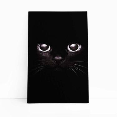Imagem de Gato Preto Foto Minimalista Animais Quadro Canvas 60X40Cm