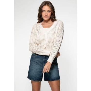 Imagem de Cardigan Tricot Vazado Creme-Feminino